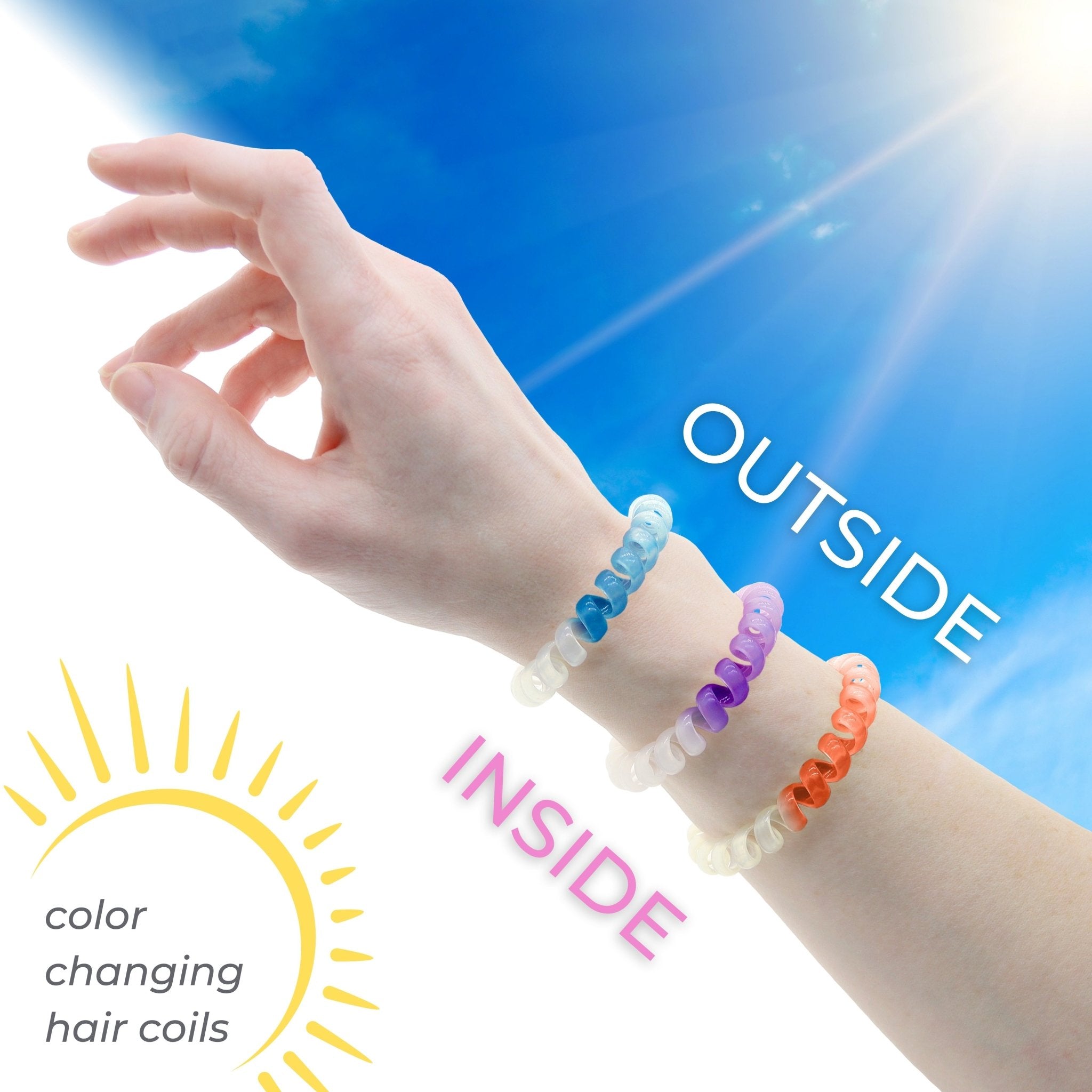 Solar Reactive Coil Hair Ties - 4 Pack - FROG SAC