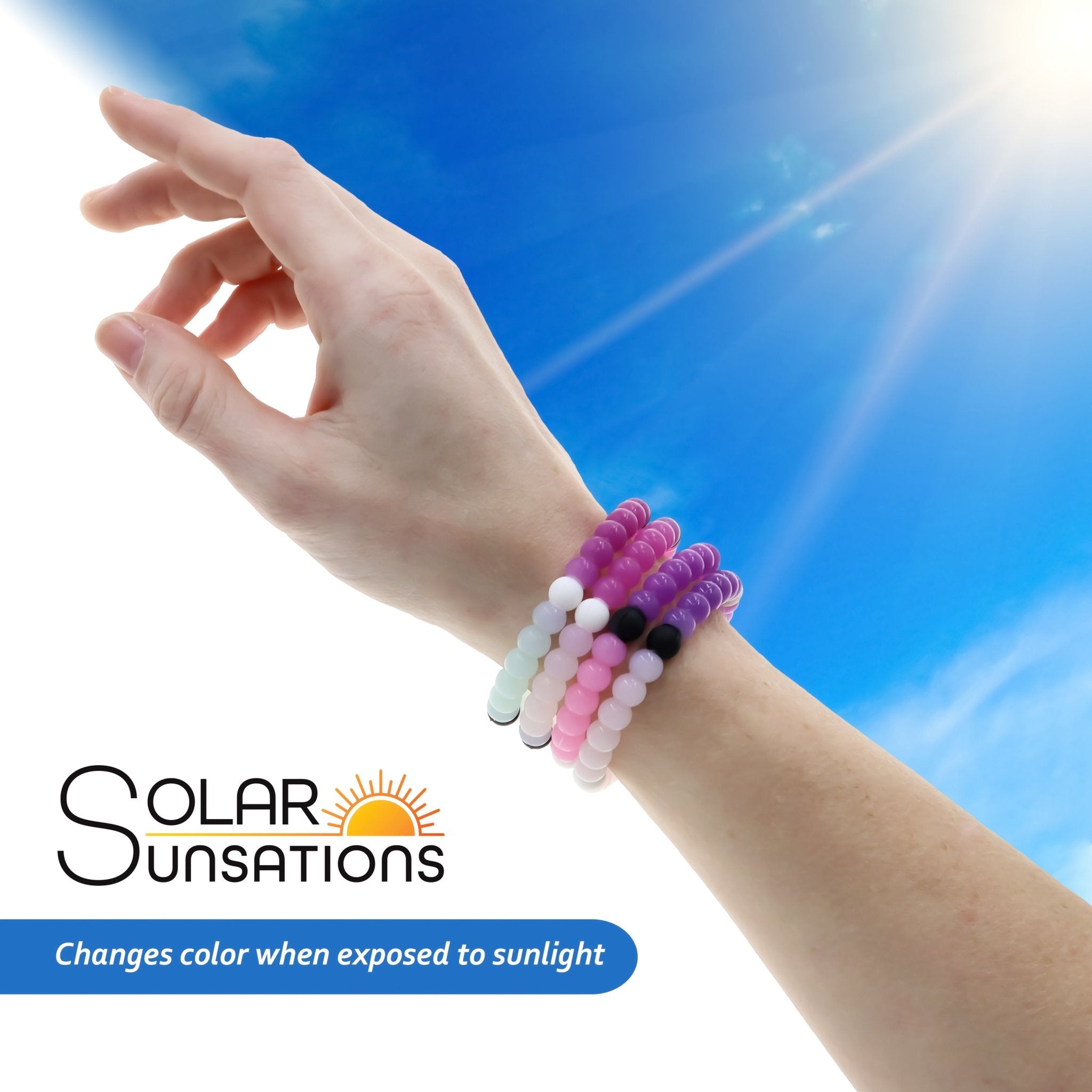 Solar Reactive Color Changing Beaded Bubble Bracelets - 6 Pack - FROG SAC