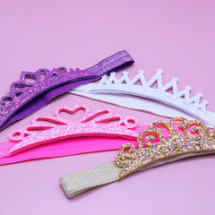 Stretch Glitter Princess Tiara Headbands - 4 Pack - FROG SAC