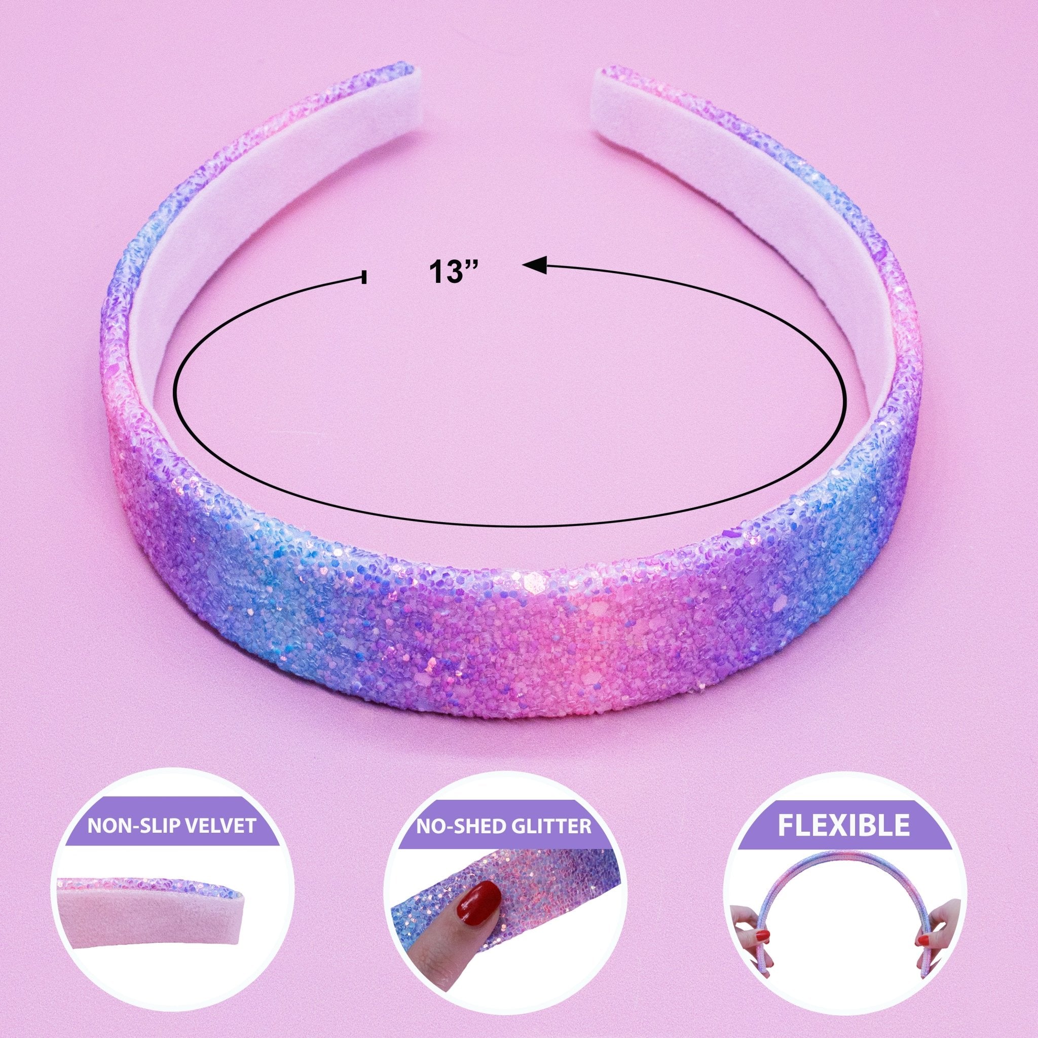 Tapered Chunky Glitter Headband - FROG SAC
