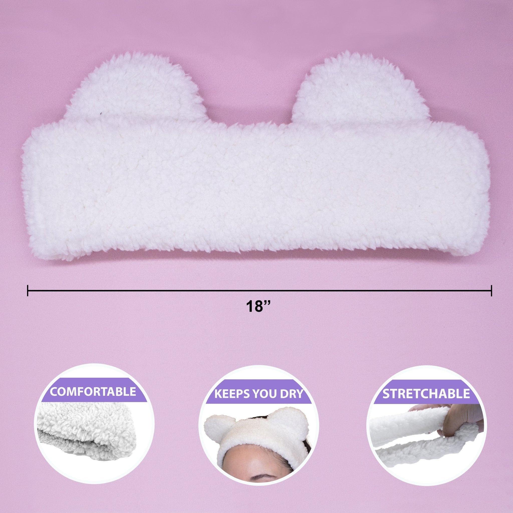 Teddy Bear Ear Spa Headband and Scrunchie Wristbands - FROG SAC