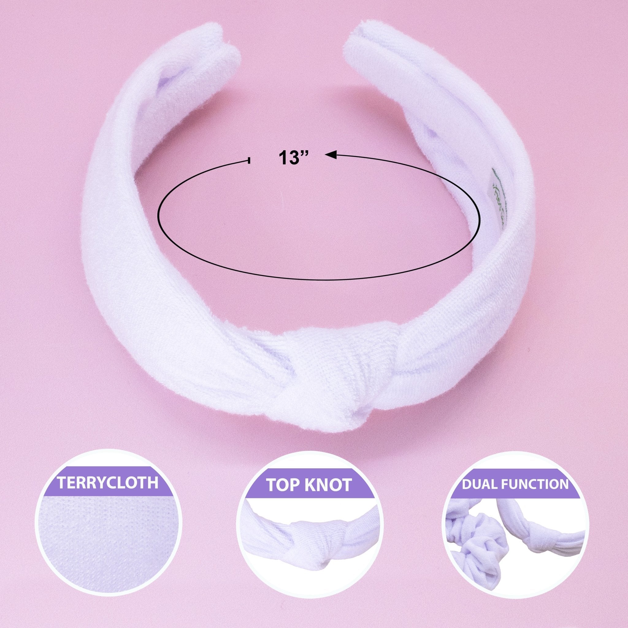 Terrycloth Knot Spa Headband and Scrunchie Wristbands - FROG SAC
