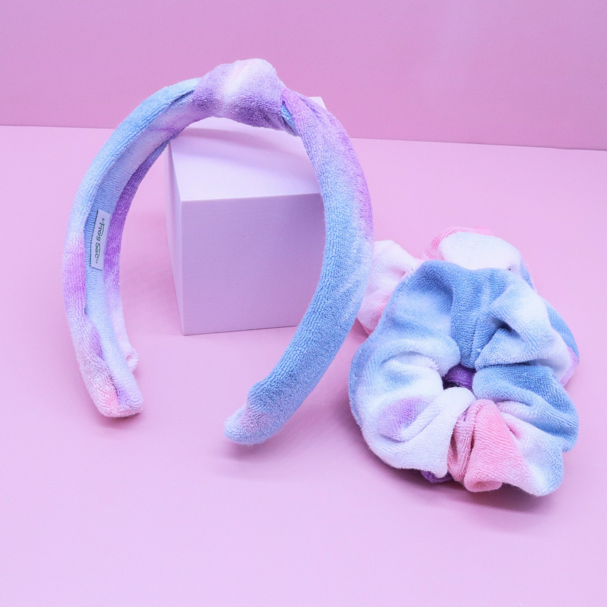 Terrycloth Knot Spa Headband and Scrunchie Wristbands - FROG SAC