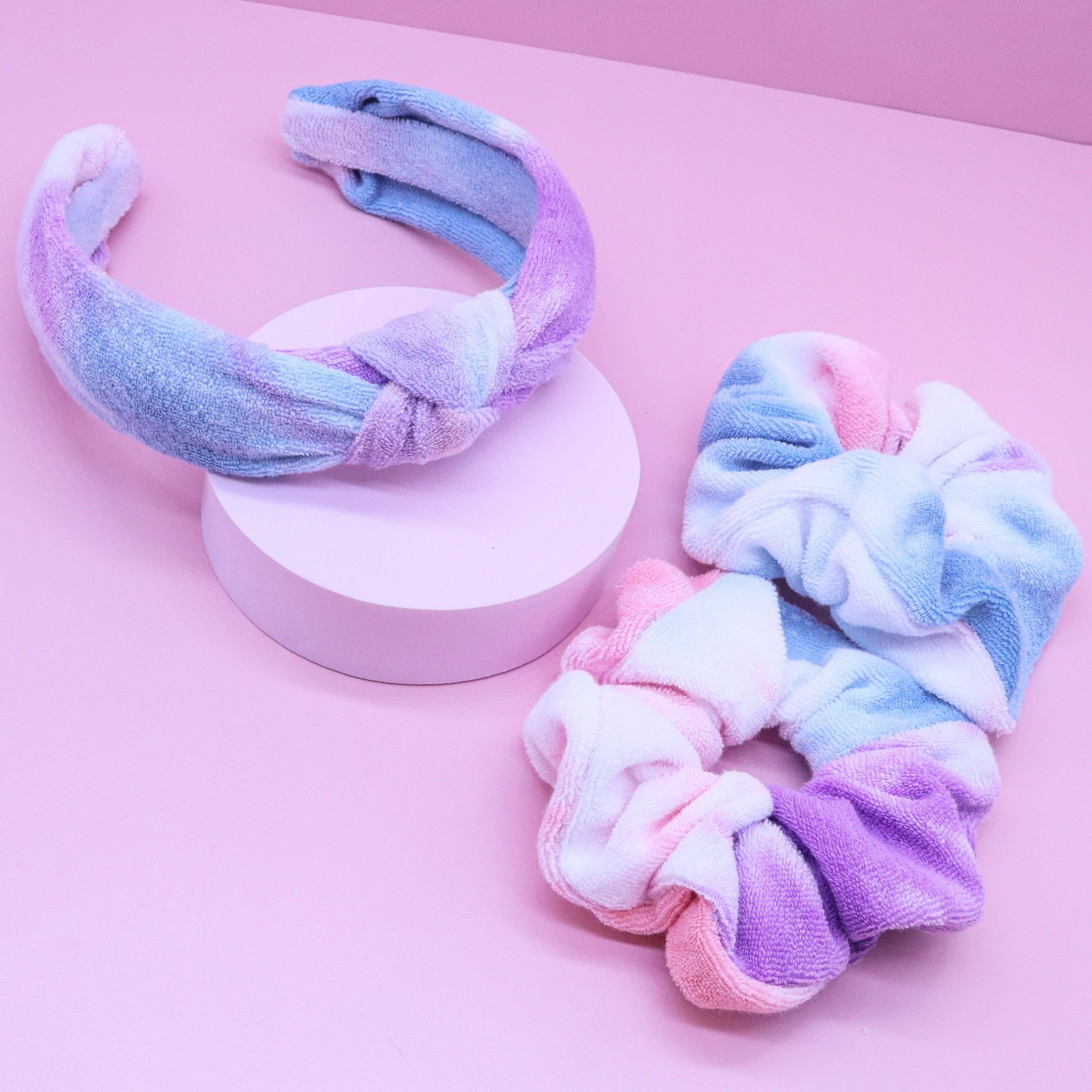 Terrycloth Knot Spa Headband and Scrunchie Wristbands - FROG SAC