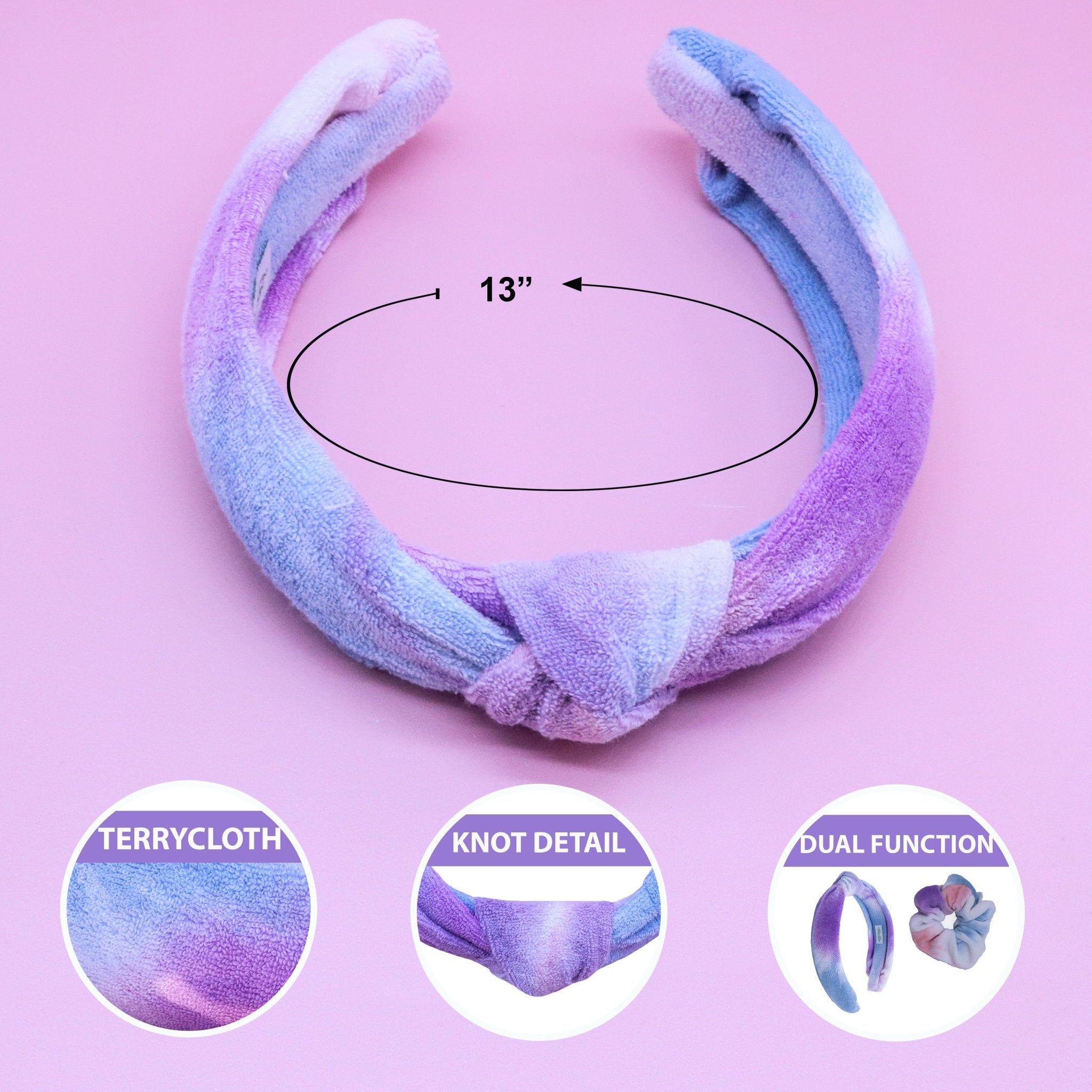 Terrycloth Knot Spa Headband and Scrunchie Wristbands - FROG SAC