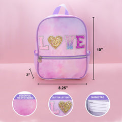 Tie Dye Backpack with Glitter Varsity Patch Letters - Mini - FROG SAC