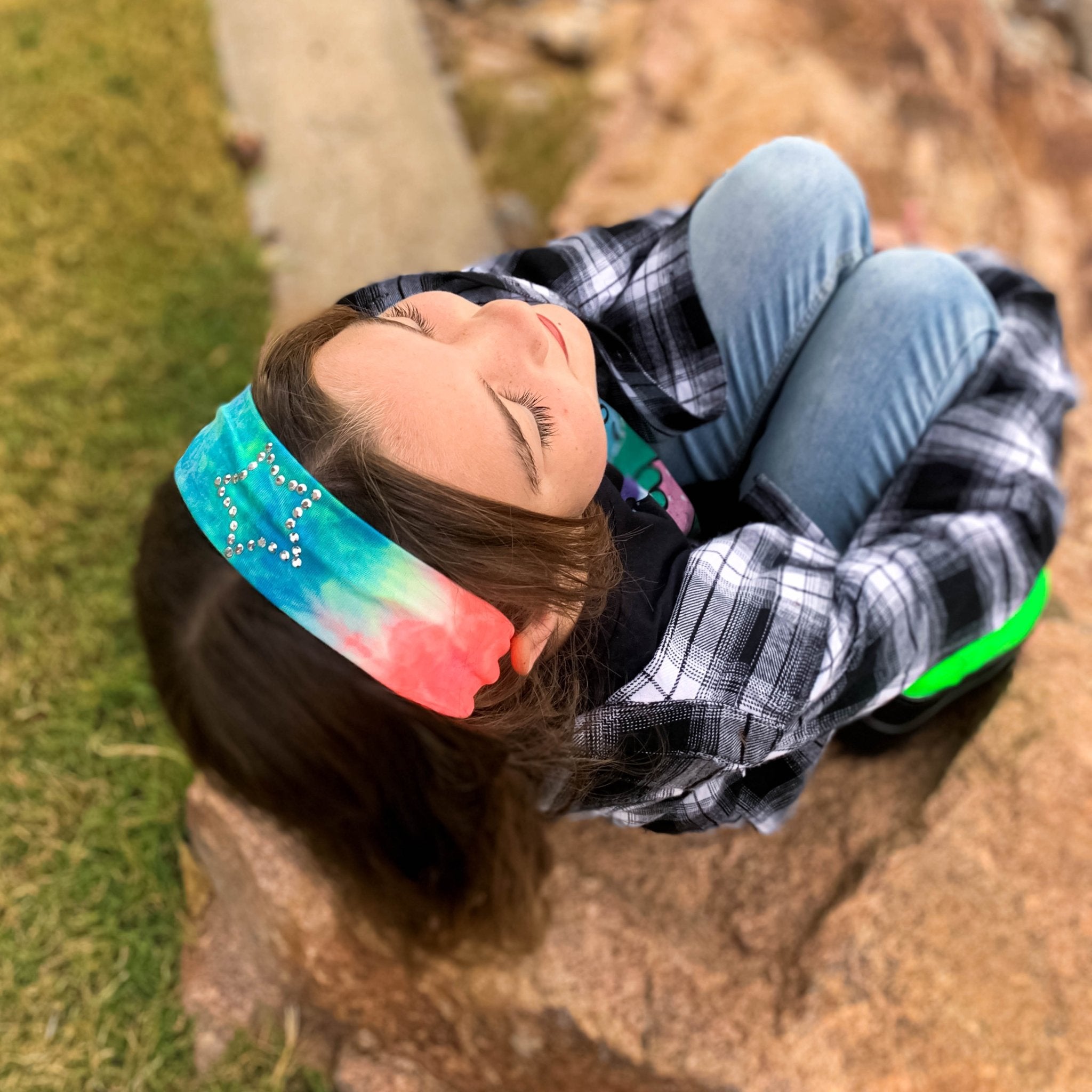 Tie Dye Rhinestone Headbands - 2 Pack - FROG SAC