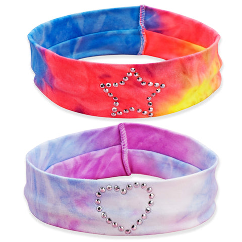 Tie Dye Rhinestone Headbands - 2 Pack - FROG SAC