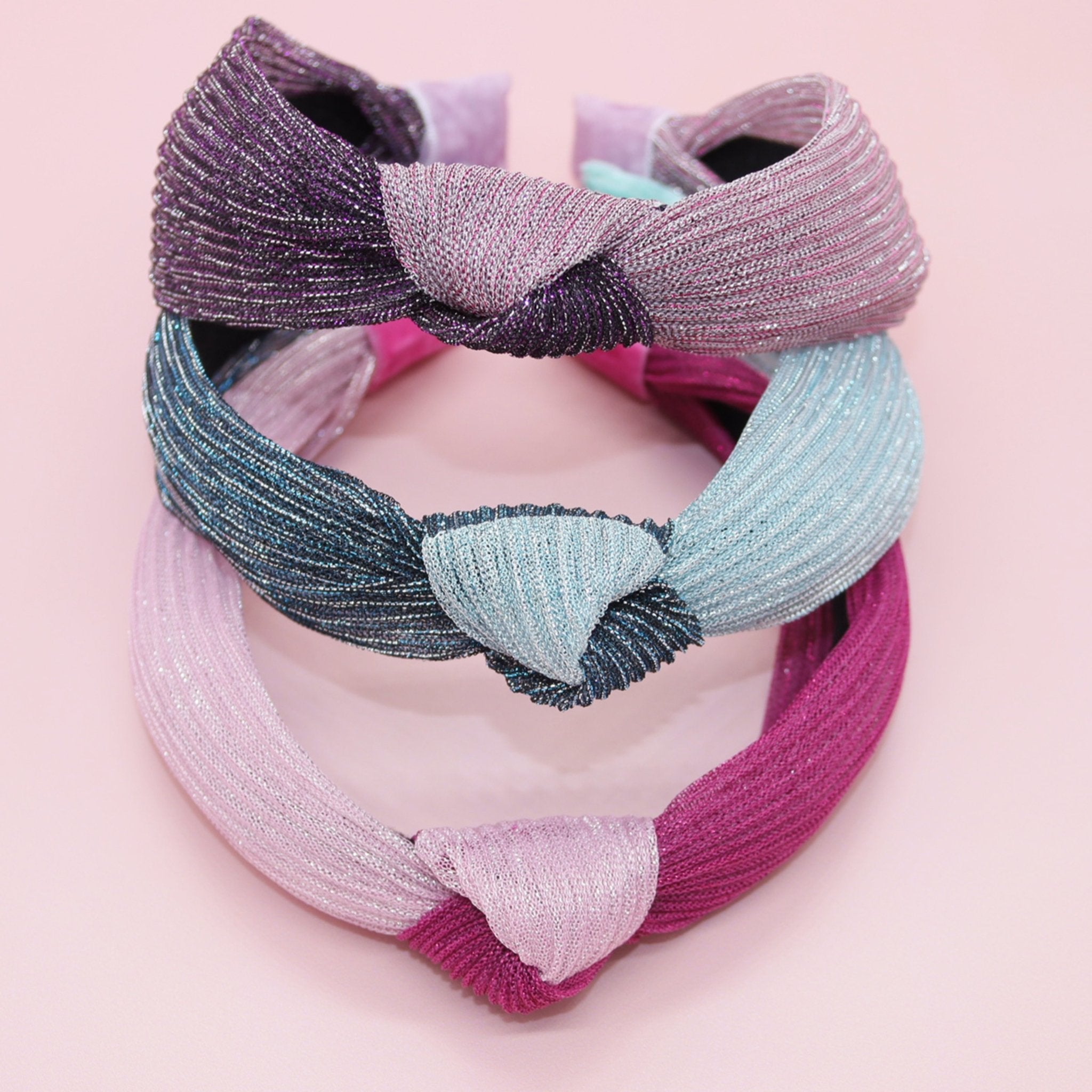 Two Tone Pleated Knot Headbands - 3 Pack - FROG SAC