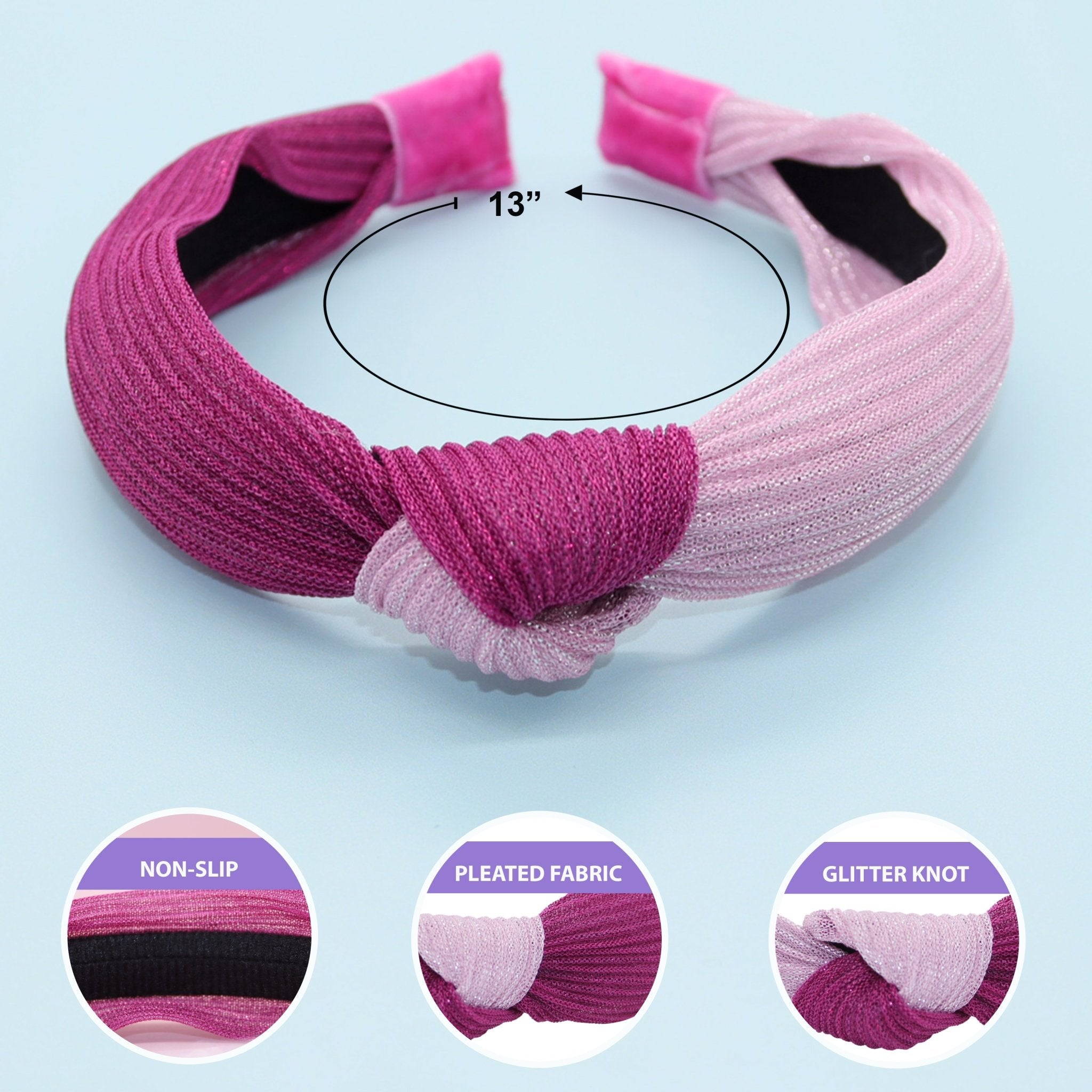 Two Tone Pleated Knot Headbands - 3 Pack - FROG SAC