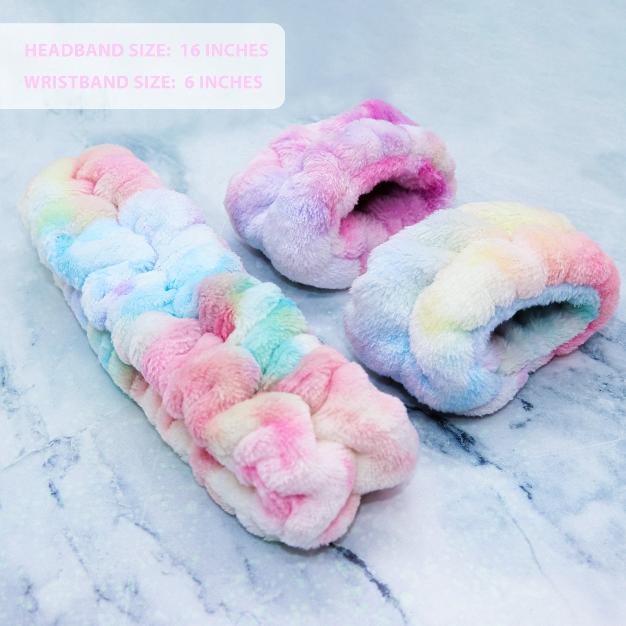 Ultra Soft Spa Headband & Wristbands - Rainbow Tie Dye - FROG SAC