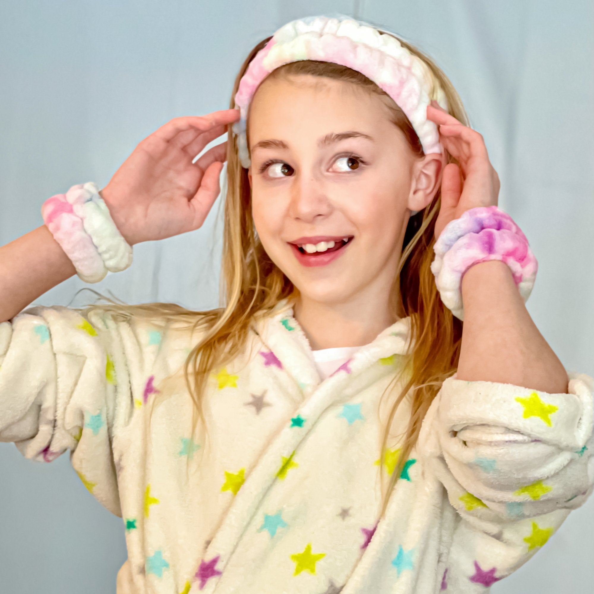 Ultra Soft Spa Headband & Wristbands - Rainbow Tie Dye - FROG SAC