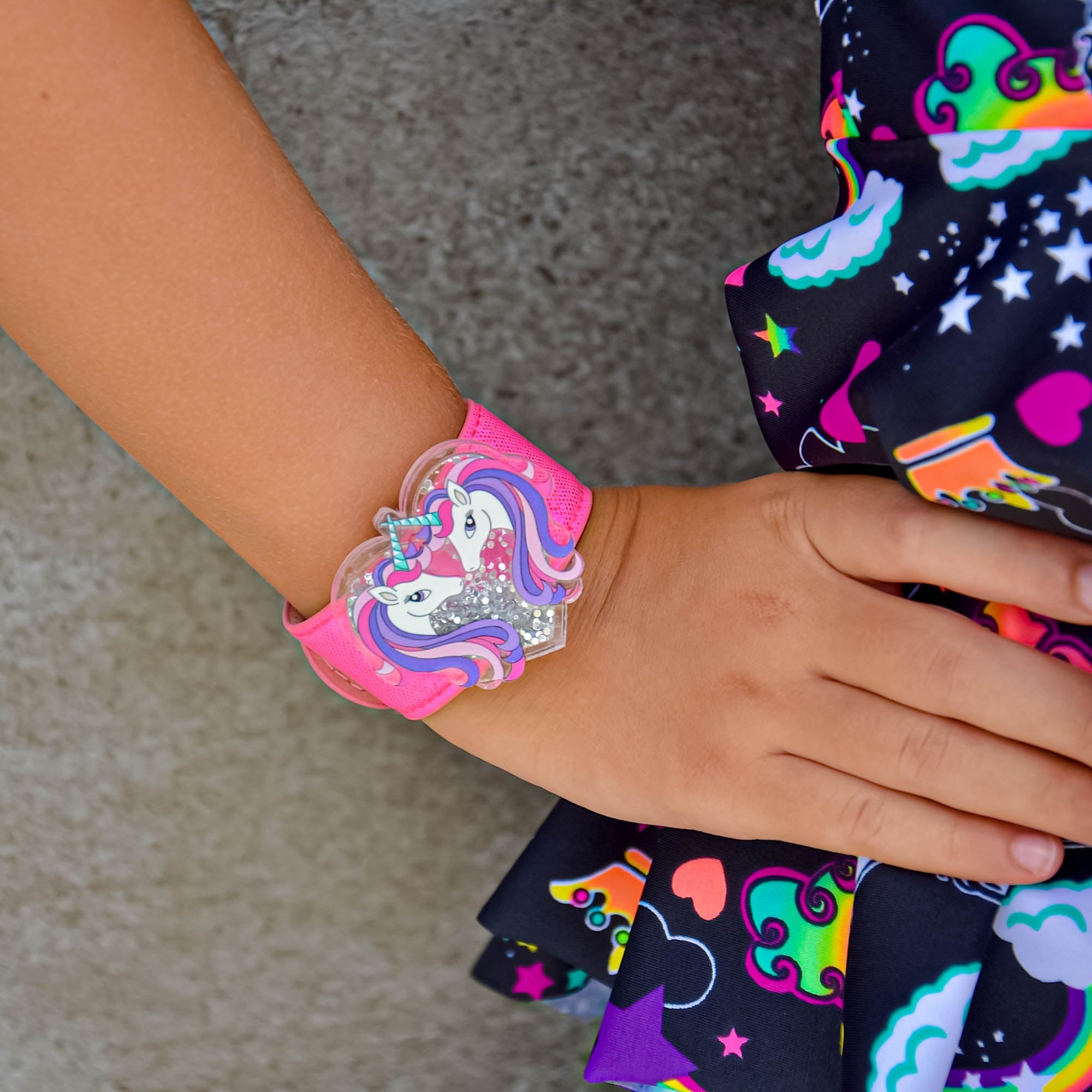 Unicorn Slap Bracelet with Glitter Shaker Charm - FROG SAC