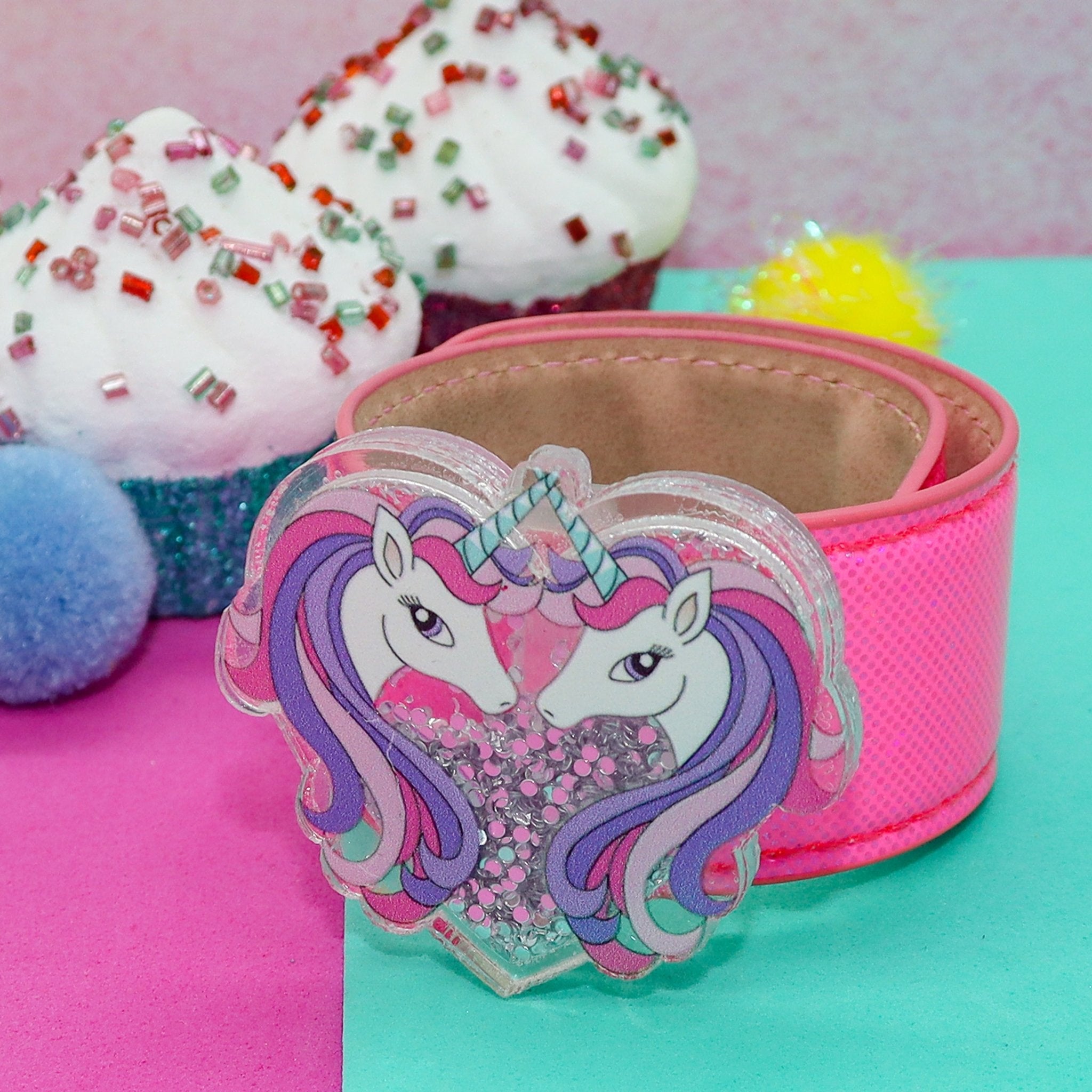 Unicorn Slap Bracelet with Glitter Shaker Charm - FROG SAC