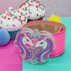 Unicorn Slap Bracelet with Glitter Shaker Charm - FROG SAC