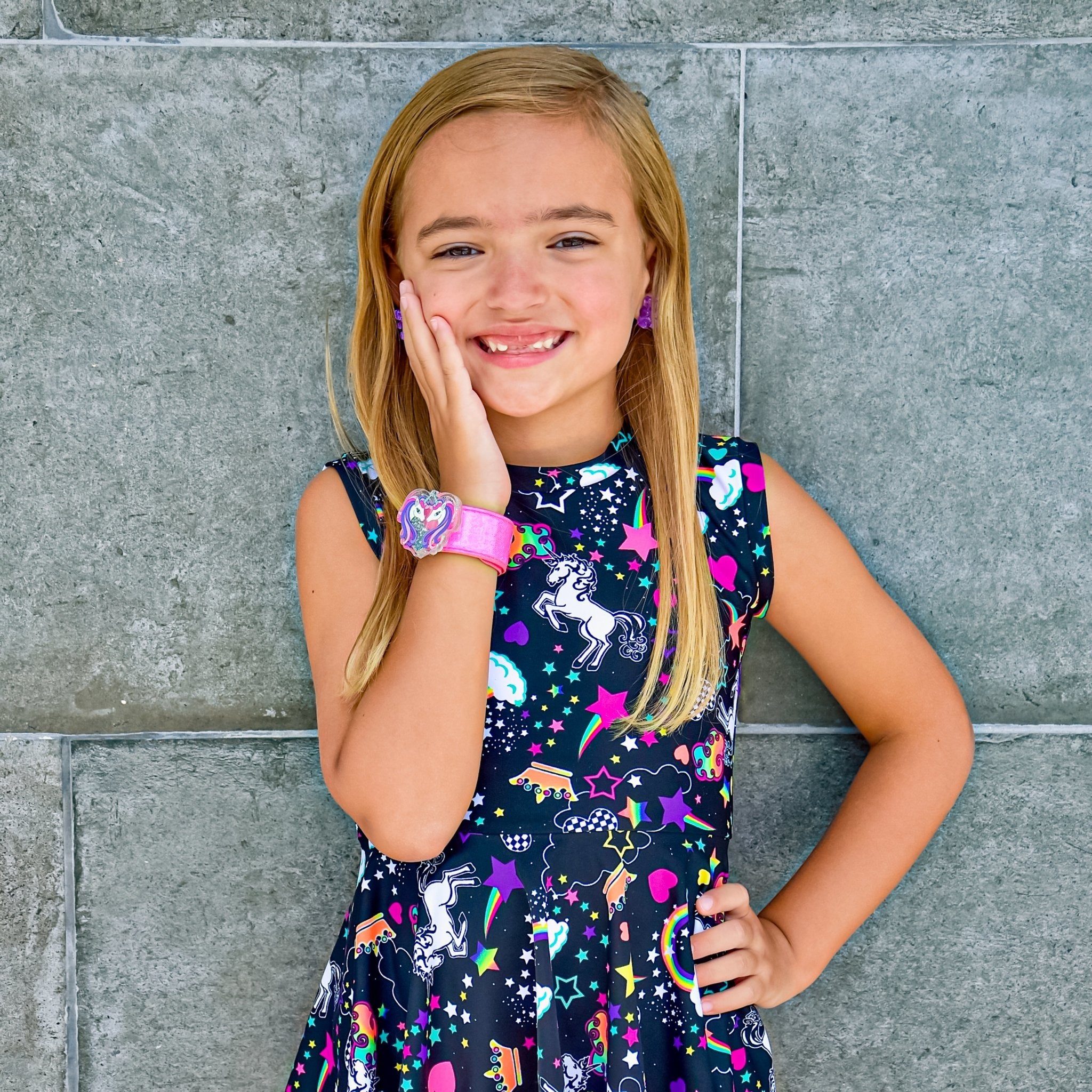 Unicorn Slap Bracelet with Glitter Shaker Charm - FROG SAC