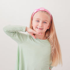 Wide Pink Iridescent Quilted Bow Headband - FROG SAC