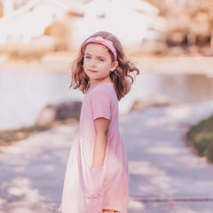 Wide Pink Iridescent Quilted Bow Headband - FROG SAC