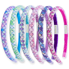 Thin Mermaid Glitter Headbands - 6 Pack