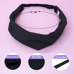 Adjustable No Slip Mesh Sport Headbands - 3 Pack