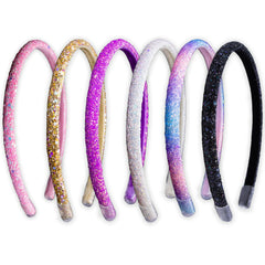 6 Non-Slip Glitter Headbands - FROG SAC