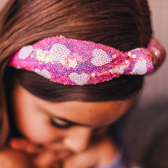 Sequin Knot Headband - Valentine Heart