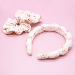 Bksmartz Designs x Frog Sac Spa Headband and Scrunchie Wristbands - Pink Floral - FROG SAC