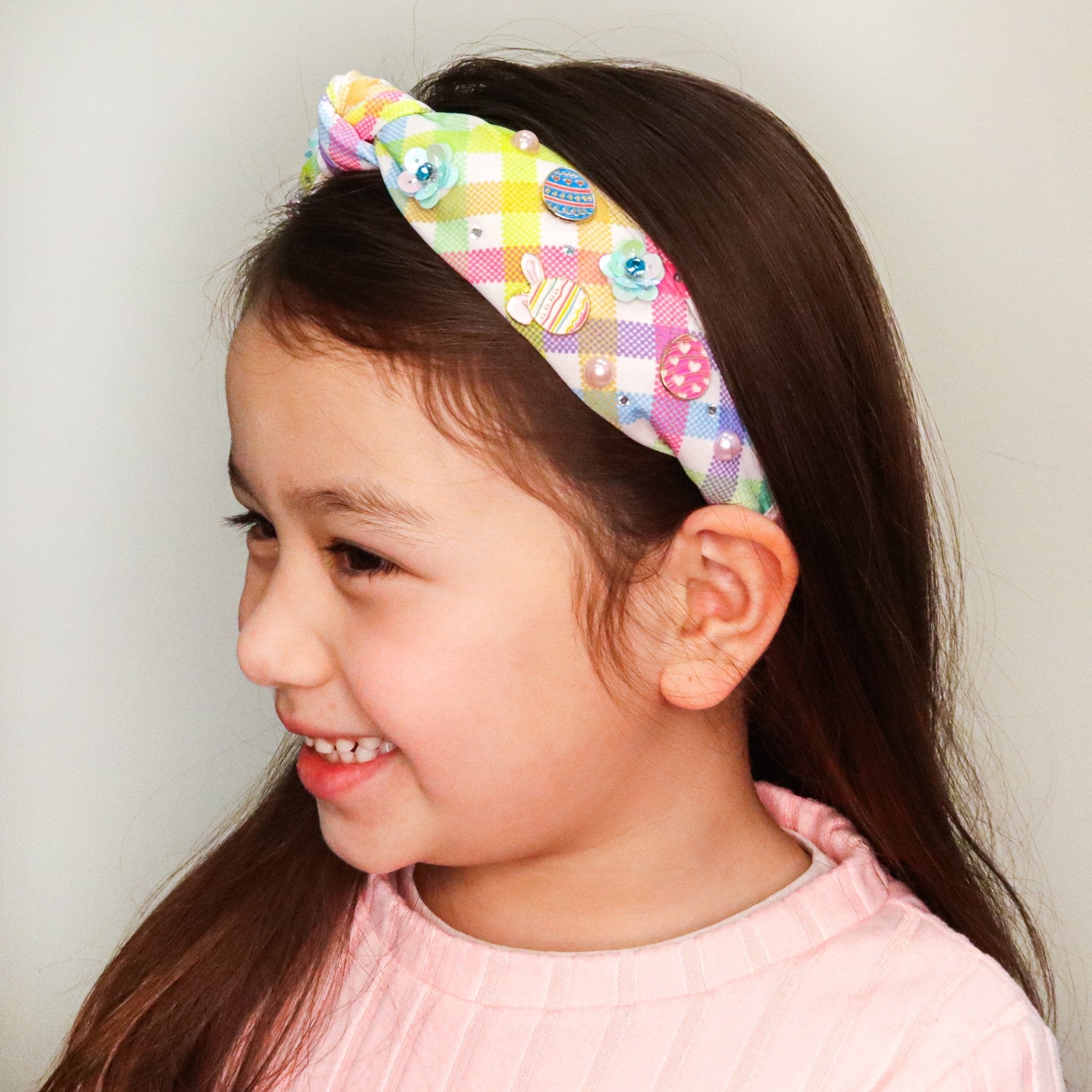 Easter Charm Knot Headband - Plaid - FROG SAC