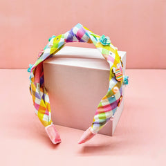 Easter Charm Knot Headband - Plaid - FROG SAC