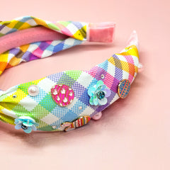 Easter Charm Knot Headband - Plaid - FROG SAC