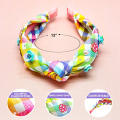 Easter Charm Knot Headband - Plaid - FROG SAC