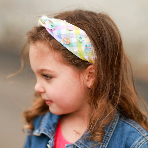 Easter Knotted Headband - Plaid Knot Hair Band for Kids Girls - FROG SAC