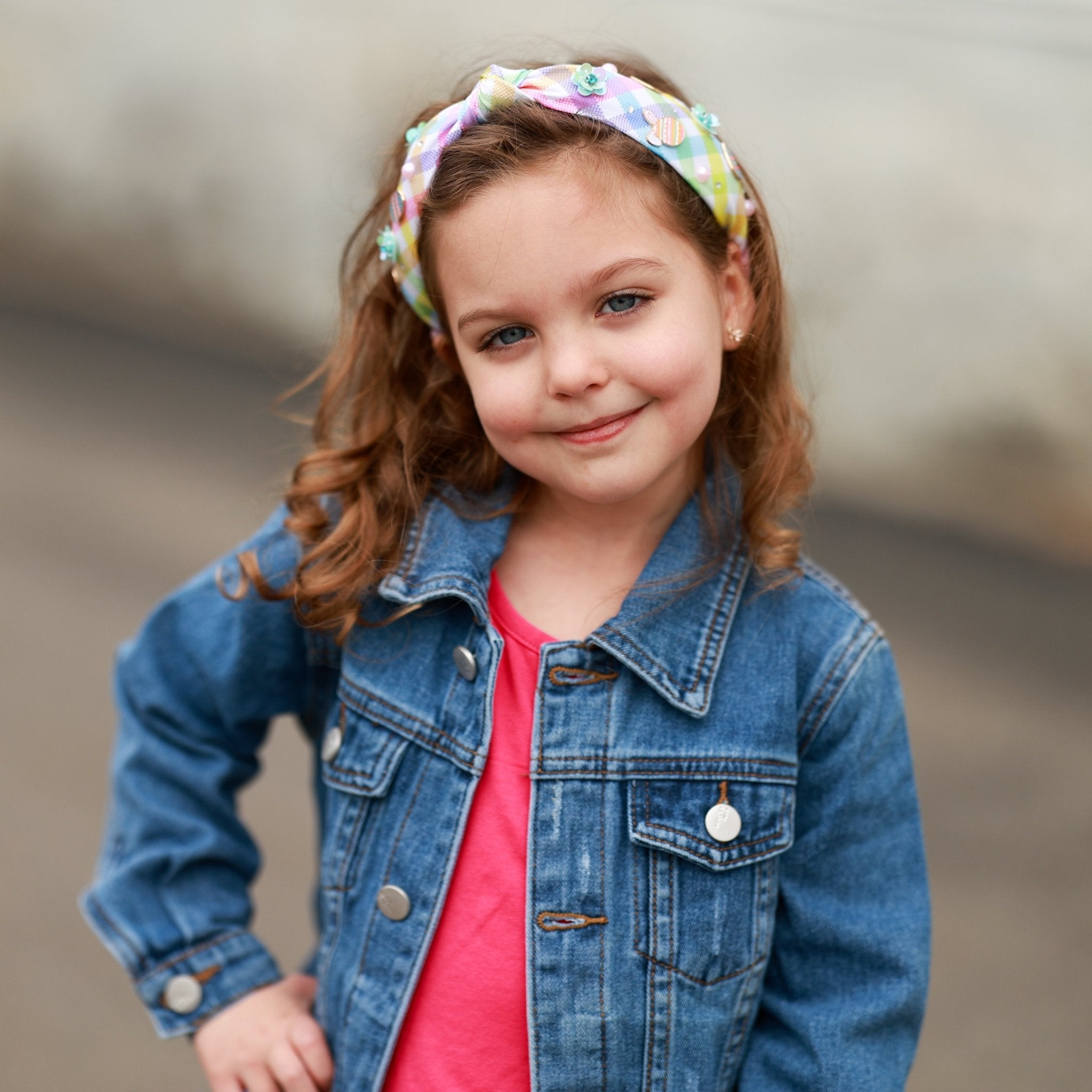 Easter Knotted Headband - Plaid Knot Hair Band for Kids Girls - FROG SAC