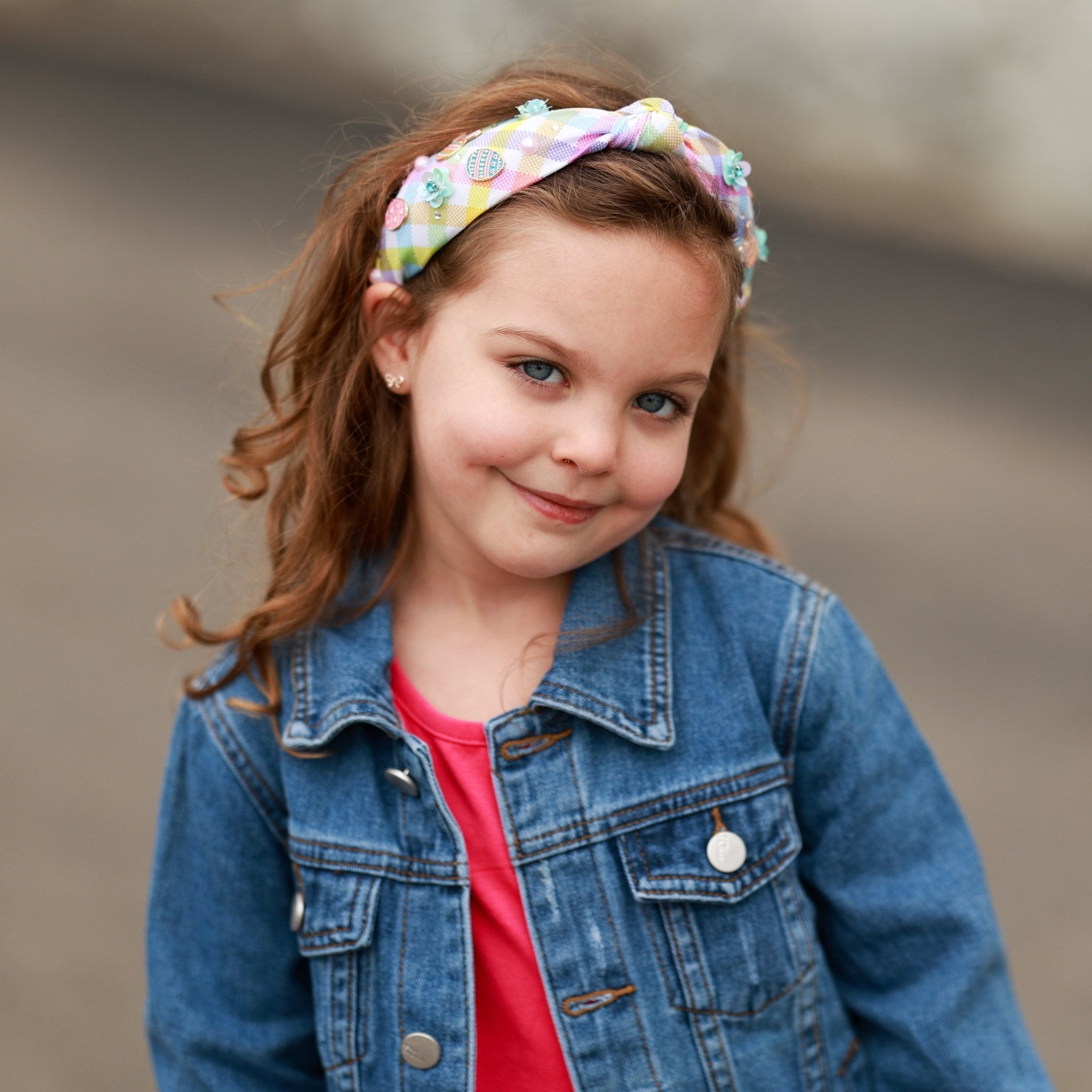 Easter Knotted Headband - Plaid Knot Hair Band for Kids Girls - FROG SAC