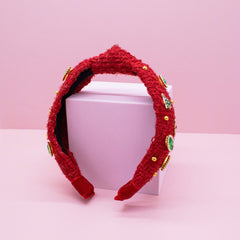 Embellished Knot Headband - Tweed Rhinestone Pearl (Christmas) - FROG SAC