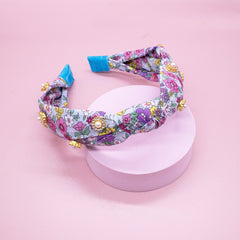 Embellished Rhinestone & Pearl Floral Stud Knot Headband - FROG SAC