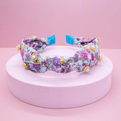Embellished Rhinestone & Pearl Floral Stud Knot Headband - FROG SAC