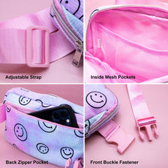 Kids Belt Bag - Tie Dye Smiley Face Crossbody Fanny Pack - FROG SAC