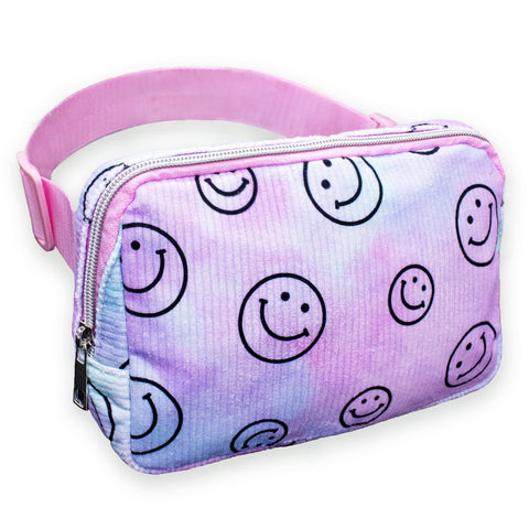 Kids Belt Bag - Tie Dye Smiley Face Crossbody Fanny Pack - FROG SAC
