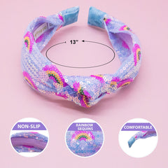 Kids Sequin Knot Headband - Rainbow - FROG SAC