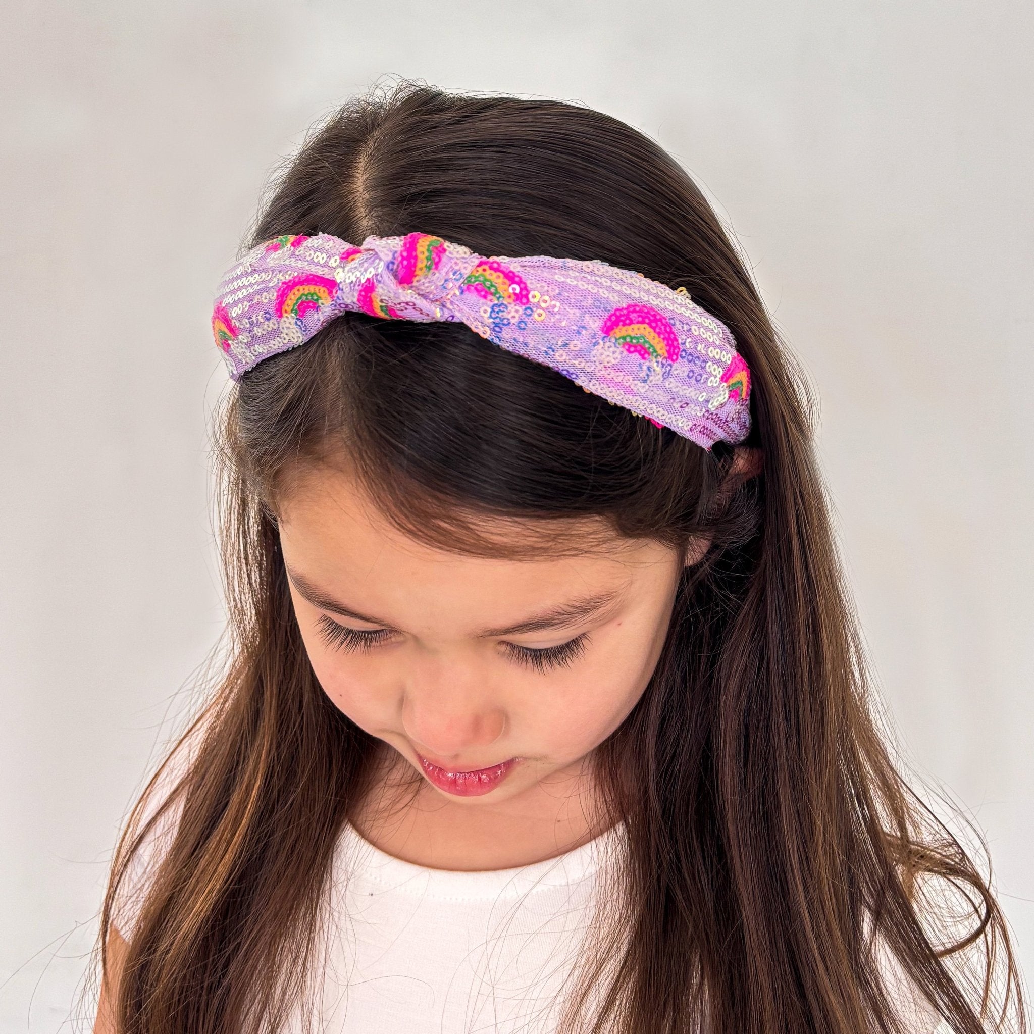 Kids Sequin Knot Headband - Rainbow - FROG SAC