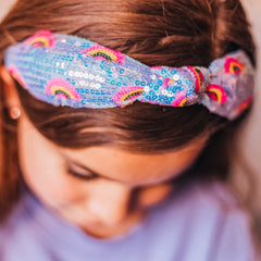 Kids Sequin Knot Headband - Rainbow - FROG SAC