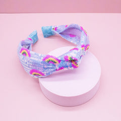 Kids Sequin Knot Headband - Rainbow - FROG SAC