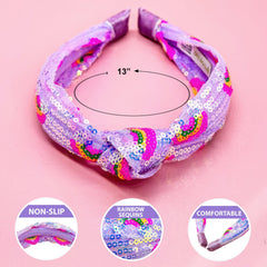Kids Sequin Knot Headband - Rainbow - FROG SAC