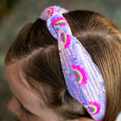 Kids Sequin Knot Headband - Rainbow - FROG SAC