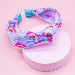 Kids Sequin Knot Headband - Rainbow - FROG SAC