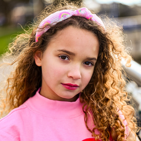 Kids Sequin Knot Headband - Rainbow - FROG SAC