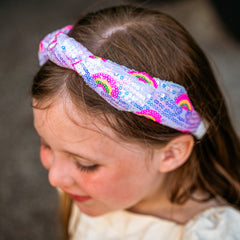 Kids Sequin Knot Headband - Rainbow - FROG SAC