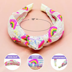 Kids Sequin Knot Headband - Rainbow - FROG SAC