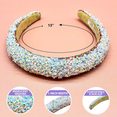 Padded Sparkly Headband - Chunky Sequin Hair Band - FROG SAC